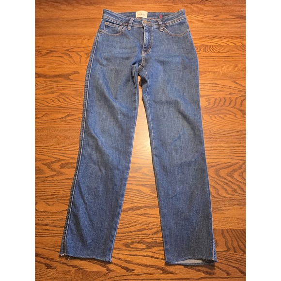 Sezane Denim - Sezane Jeans Womens Size 26 Dark Wash Mid Rise Skinny Raw Hem Stretch Denim